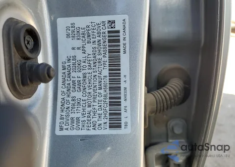 2020 Honda Civic Lx z USA, uszkodzony, nr VIN 2HGFC2F68LH560178